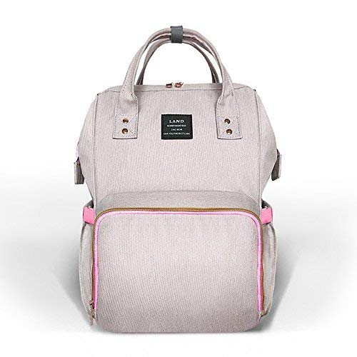 Alexia Land Diaper Bag Backpack Large Capacity for Baby Care Wide Open Design and Waterproof Fabric (Pink)