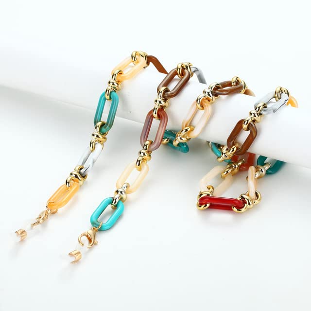 SOREZESOREZE Cadena de Botones acrílicos para Gafas, Cadena para Mujer, máscara antipérdida, Gafas de Sol Colgantes, Cordones, Correa de sujeción, Collar de Cuerda