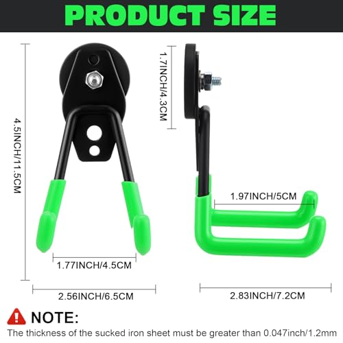 Image of Landhoow 14 Pcs Large Magnetic Hooks Heavy Duty Garage Magnet Hooks Strong Storage Utility Magnetic Hangers with Anti Slip Rubber Coating for Indoor and Outdoor Hanging (Green)
