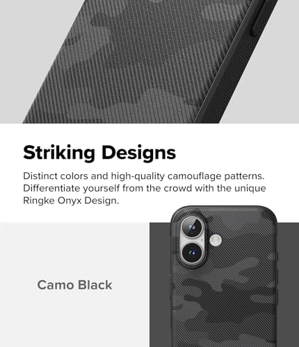 Image of Ringke Onyx Compatible with iPhone 16 Plus Case Cover Rugged Flexible Durable Anti-Slip TPU Protection Shockproof iPhone 16 Plus Back Cover - Camo Black