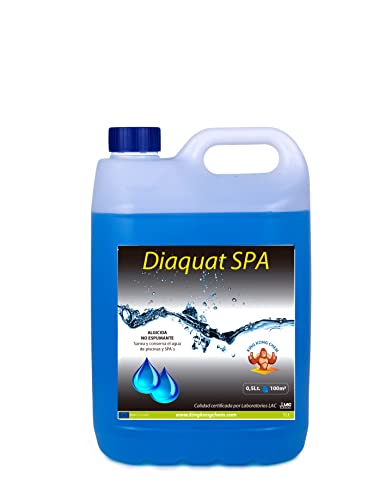 Algicida ultraconcentrado no espumante DIAQUAT SPA 5 L - Efecto CLARIFICANTE de Larga duracion - Antialgas de acción rápida - Apto para Liner Cover