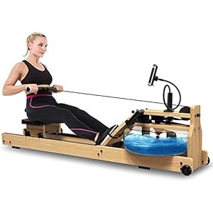 Home Water Rowing Machine for Home Use,Water Resistance Ash Wood Row Machine with LCD Monitor& Wide Seat Cushion Exercise Equipment for Men and Women Gyms Training Fitness Indoor Sports