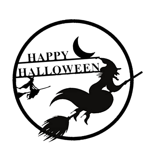 Arte de pared de escoba de bruja en hierro resistente para Halloween