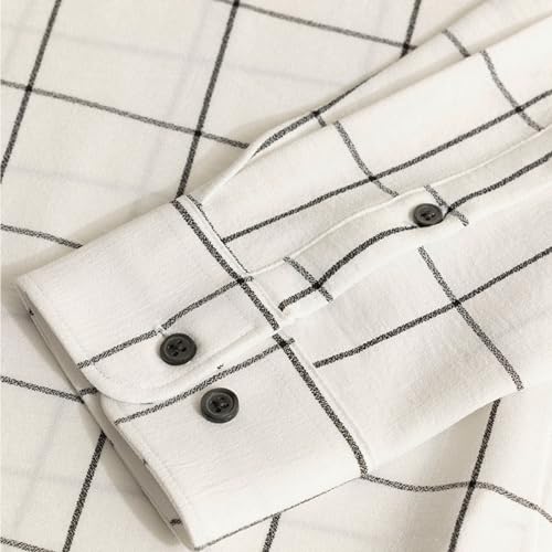 Image of SNITCH Men Cotton Off-White Check Regular Fit Shirt
