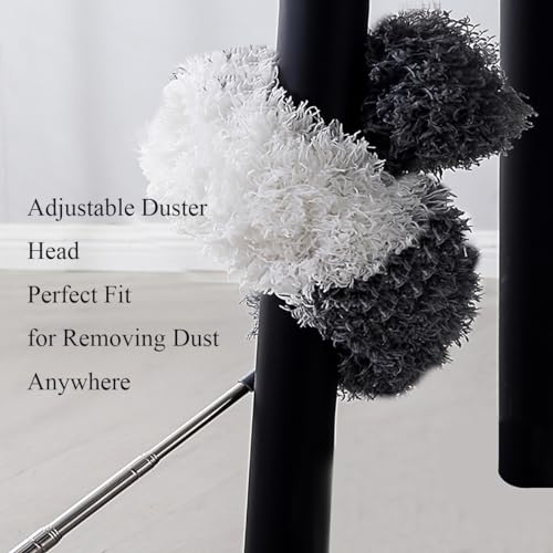 Image of 5Pcs Microfiber Feather Duster Cobweb Remover and Ceiling Fan Duster with Telescopic Pole 3-Stage Stainless Steel Handle - 100 inch Dust Remove Cleaning Brush Tool Set