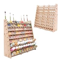 ARFETIGO Großer Farb-Organizer aus Holz mit 60 Flaschen, 60 Flaschen, Pinselregal für Acryl, Öl, Handwerk, Hobby, Mini-Modellfarbe, Mal-Organizer für Künstler (horizontal) (Vertical)