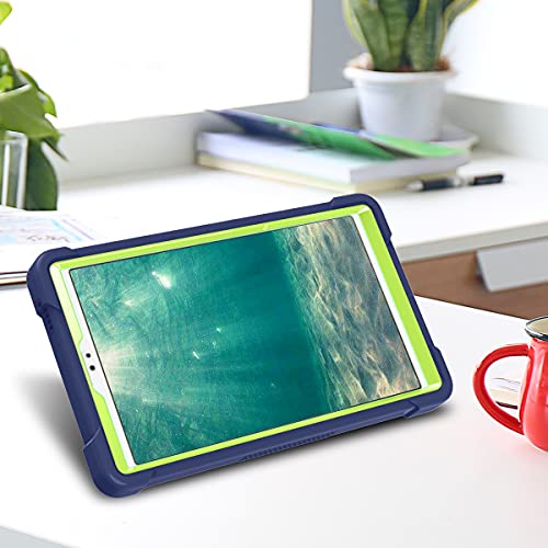 Hocase For Galaxy Tab A7 Lite 8.7" Case, With Kickstand Shockproof Heavy Duty Soft Silicone Rubber+Hard Plastic Protective Case For Samsung Galaxy A7 Lite (8.7" Display) 2021 - Navy Blue/Lime Green #TOP6