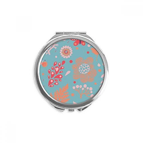 Espejo redondo de bolsillo DIYthinker con diseño de plantas azules y hojas para maquillaje