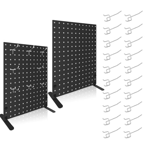 2PCS Pegboard Display Stand With 20 Peg Hooks for Retail Craft Shows & Fairs - Metal Product Merchandise Display Rack for Selling Accessories, Display Stands for Boutique, Stores, Vendors & Events