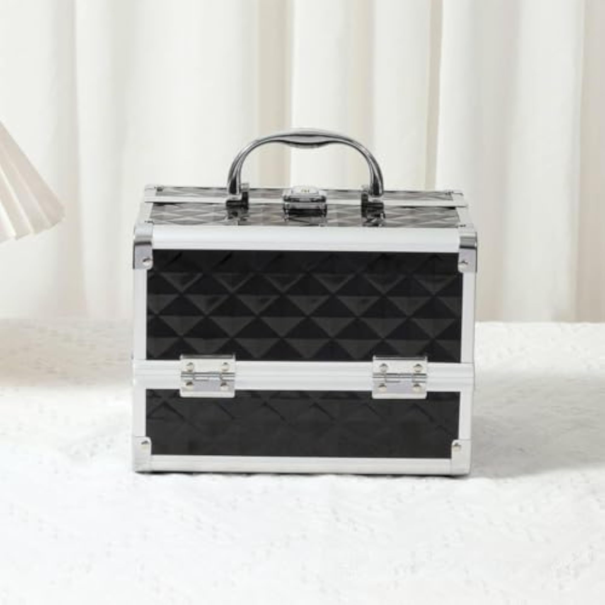Makeup Box with Mirror, Large Capacity Portable Case