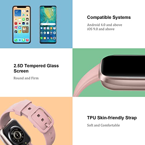2023-Reloj-Inteligente-Hombre-Mujer-169-Smartwatch-Impermeable-IP68-Reloj-Deportivo-con-25-Modos-Deporte-Pulsometro-Monitor-de-Sueno-Calorias-Podometro-Pulsera-Actividad-para-Android-iOS-Rosa