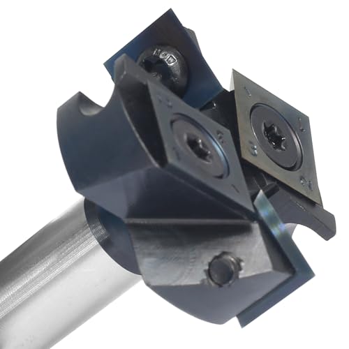 Akylin DLC Coating CNC Spoilboard Surfacing Router Bits,Plain Milling Cutter 1-1/2 Cutting Dia.1/2 Shank Planer Bits,for Wood Slab Flattening,Rabbeting and Planing,2+2 Indexable Insert Knife