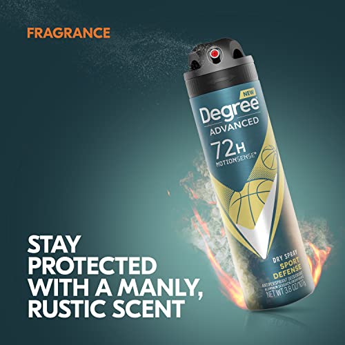 Degree Men Advanced Antiperspirant Deodorant Dry Spray Sport Defense 72-Hour Sweat And Odor Protection Deodorant For Men With Motionsense® Technology 3.8 Oz #TOP4