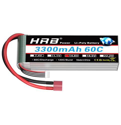 HRB 4S 3300mAh Lipo Battery Soft Case 14.8V 60C T RC Lipo Battery Compatible with RC Car Airplane Truck Boat