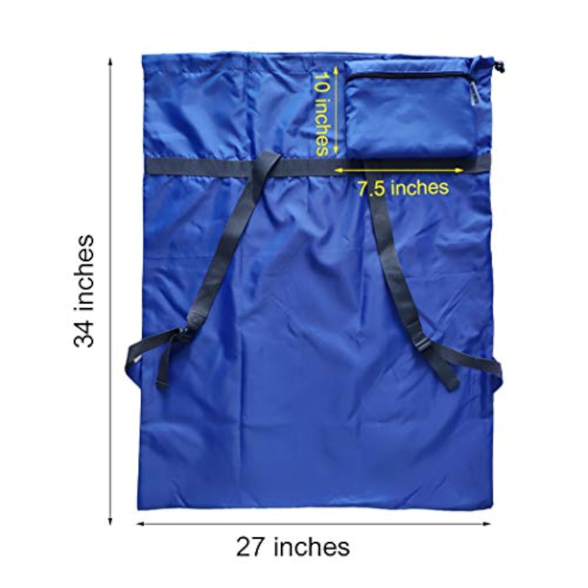 Laundry Bag Backpack with Straps, Black & Blue