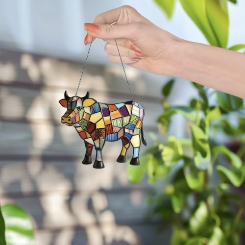 Image of Cow Acrylic Ornaments Suncatcher Women Men Gifts Christmas Decor