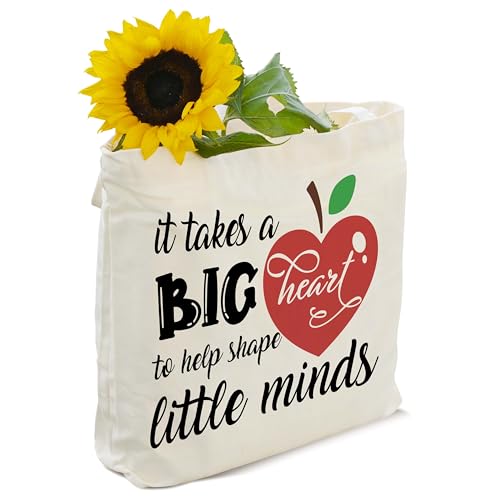 GOLRMC Teacher Appreciation Gifts, Canvas Tote Bag Aesthetic, Reusable Grocery Shopping Bags, Thank You Gifts Shoulder Tote Bag for Women - C01