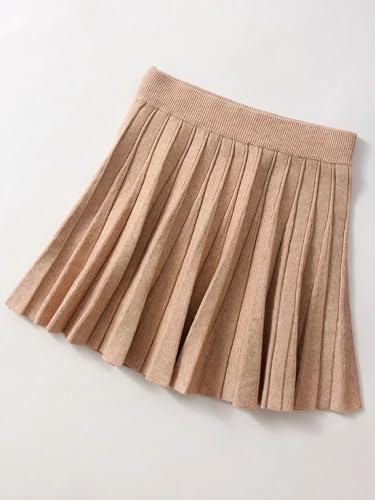 Lunoakvo Knit Mini Pleated Skirts for Women A-line High Waist Autumn Winter Knitted Pleated Short Skirts4