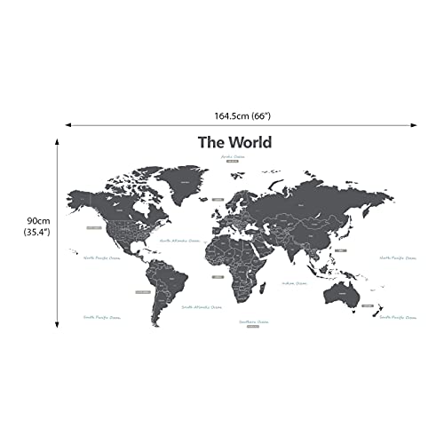 Vinilos decorativos mapa mundial gris tamaño XL miniatura 6