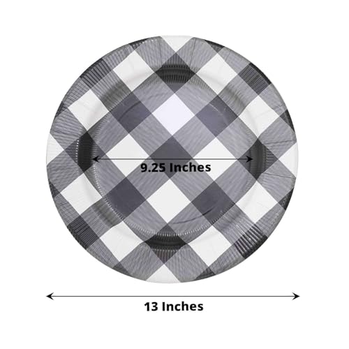 10 platos desechables redondos 13 pulg negro y blanco miniatura 3
