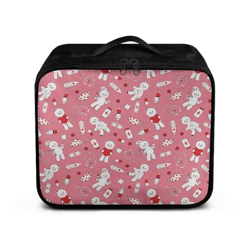 Image of Gomyblomy Cute Bear First Aid Kit Empty Medical Travel Bag Portable Emergency Trauma Pouch for Home Medium Size Medicine Bags with Double Zipper and Handle for Camping