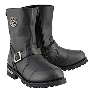 Milwaukee Leather Men’s 9-Inch Classic Black Leather Engineer Motorcycle Boots with Gear Shift Guard MBM9090