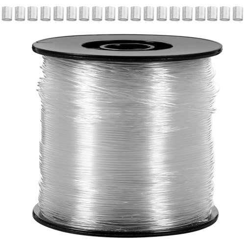 WATIIFUFU Cordón de Nailon Transparente para Colgar Cuadros 200 M de 080 MM 60 Piezas de Accesorios de Aluminio Cuerda Resistente para Colgador de Marcos Adecuado para Decoración y