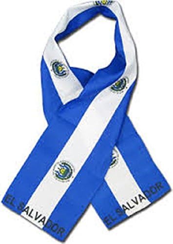 K's Novelties El Salvador Country Lightweight Flag Printed Knitted Style Scarf 8"x60" image 2