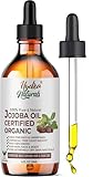 Hydra Naturals 100% Organic Cold Pressed Jojoba Oil 120ml, Hexane-Free Carrier Oil for Body, Hair, Face, Beard, Skin & Nails, Massage Oil, Vegan & Cruelty Free, Fast Absorbing, Non-Comedogenic