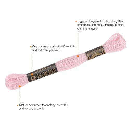 Image of HARFINGTON 12 Skeins Embroidery Floss 8.75yds(8m) Egyptian Long-Staple Cotton Cross Stitch Thread for Sewing DIY Bracelet Yarn String and Crafts, Nude Color(6023)