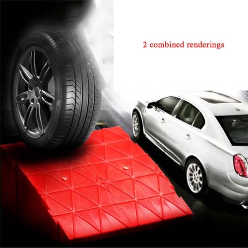 Rampa portátil para umbral de 14/16/18 cm de altura, rampas plásticas para bordillos, con sistema de acoplamiento por clic, alfombras antideslizantes para escaleras, apta para entradas y aceras (rojo, H-14 cm) miniatura 3