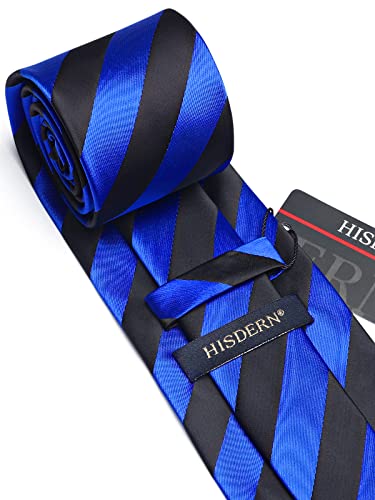 Image of HISDERN Stripe Tie Mens Ties with Pocket Square Set Classic 3.4'' Silk Formal Necktie Handkerchief for Business Wedding