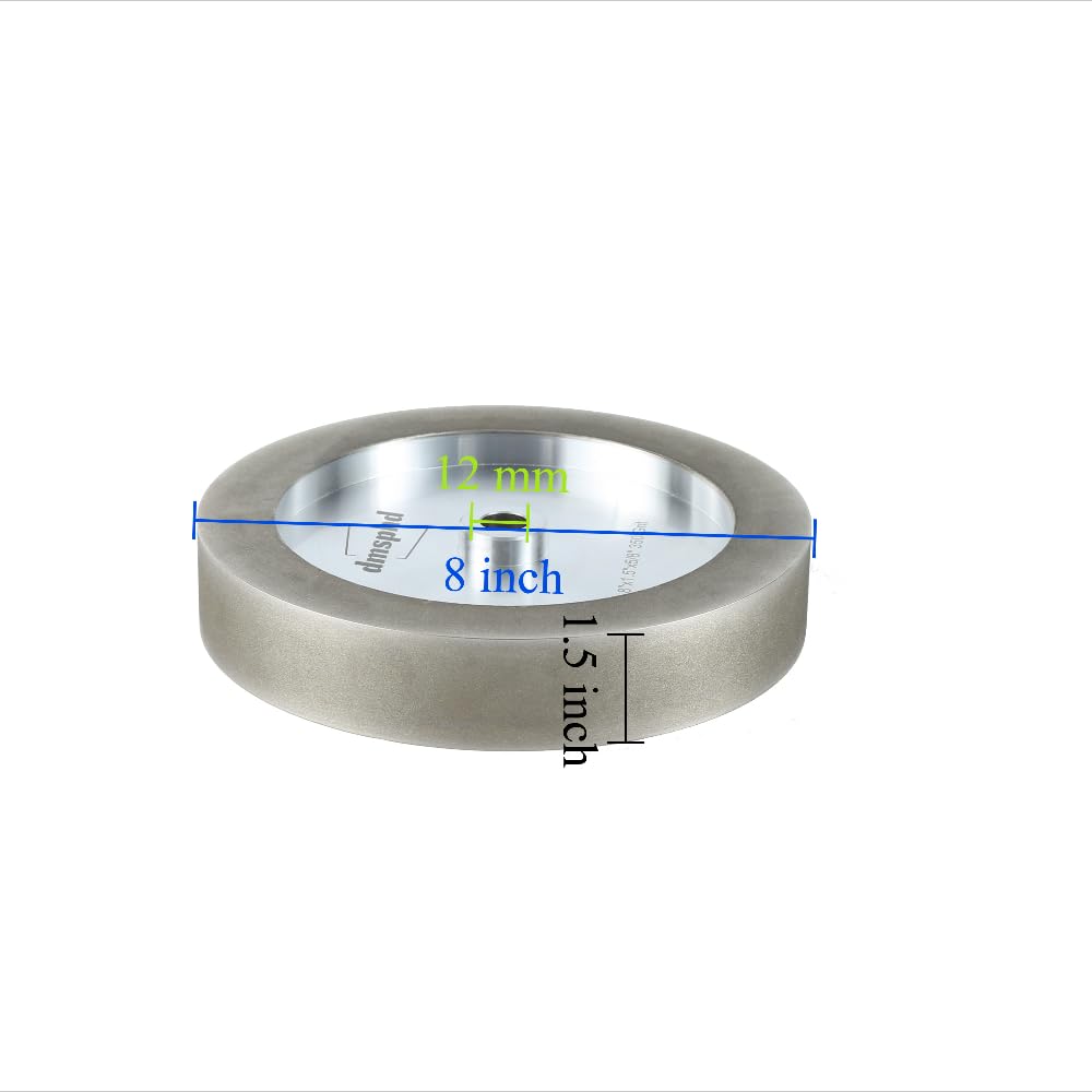 CBN-Schleifscheibe, 20,3 cm, Körnung 1000, breiter 3,8 cm, 12 mm Dorn für T-4-Schärfsystem und Schärfen von Hochgeschwindigkeitsstahlwerkzeugen (Körnung 1000)