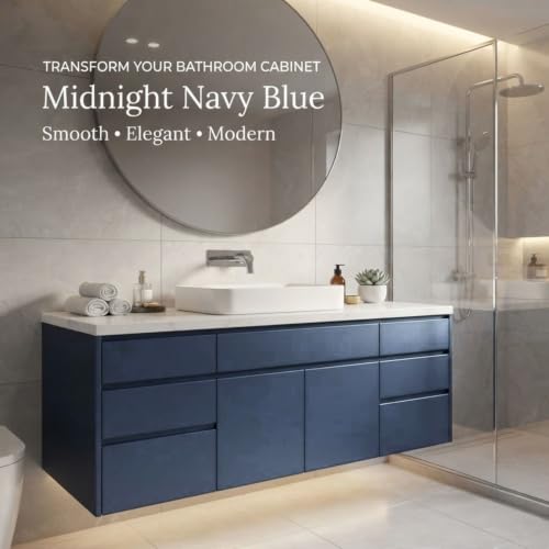 Image of WISDOM Midnight Blue Self Adhesive Wallpaper for Furniture & Cabinets Waterproof, Easy to Clean Peel and Stick Vinyl Film Kitchen Cabinet, Wardrobe, Shelf & Home Decor Makeover (20x48 in)
