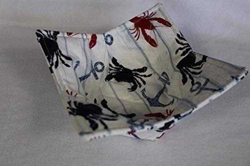 Crabs, Lobsters and Anchors Quilted Microwave Soup Bowl Cozy Holder Reversible Cotton