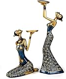  Bougeoir candélabre, bougeoirs décorés de table, 1 paire de bougeoirs vintage en résine, statue de dame abstraite, sculpture chandelier, accessoires de décoration de fête de mariage à la maison de Sai