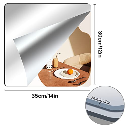 Fujdun® Self Adhesive Acrylic Mirror,14"X12" X4 Pcs Full Length Wall Mirror Tiles,Shatterproof 2Mm Thick Mirror Stickers For Bedroom,Gym Mirrors For Home Gym,Over Door Mirror,Locker Mirror,Dorm Mirror #TOP1