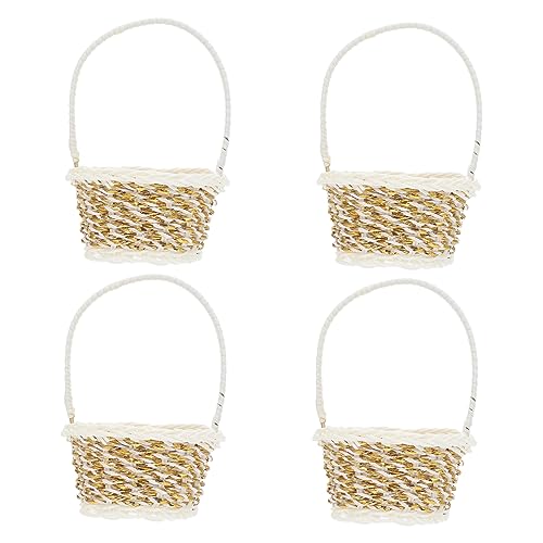 HOOTNEE 4Pcs Hand Woven Basket for Flower Arrangements Stylish Portable Storage Baskets for Home Decor Elegant Indoor Decoration Design