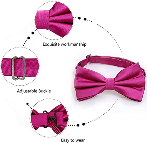 Alizeal Men's Tuxedo Bow Tie, Hanky And Cufflinks Set (Magenta) #TOP3
