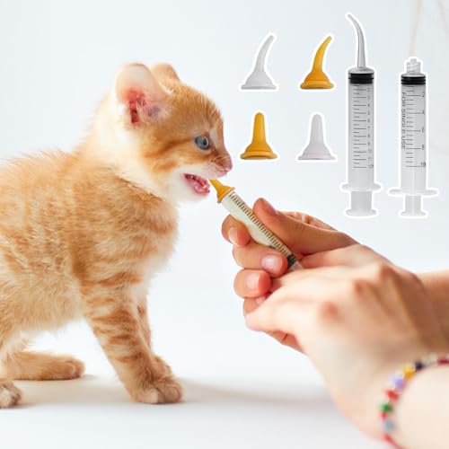 Image of Pet Feeding Syringe with Nipple, Silicone Feeding Tools for Kitten Puppy Feeding Syringe for Newborn Cat Dog Small Animals Rabbits (10ml+12ml)