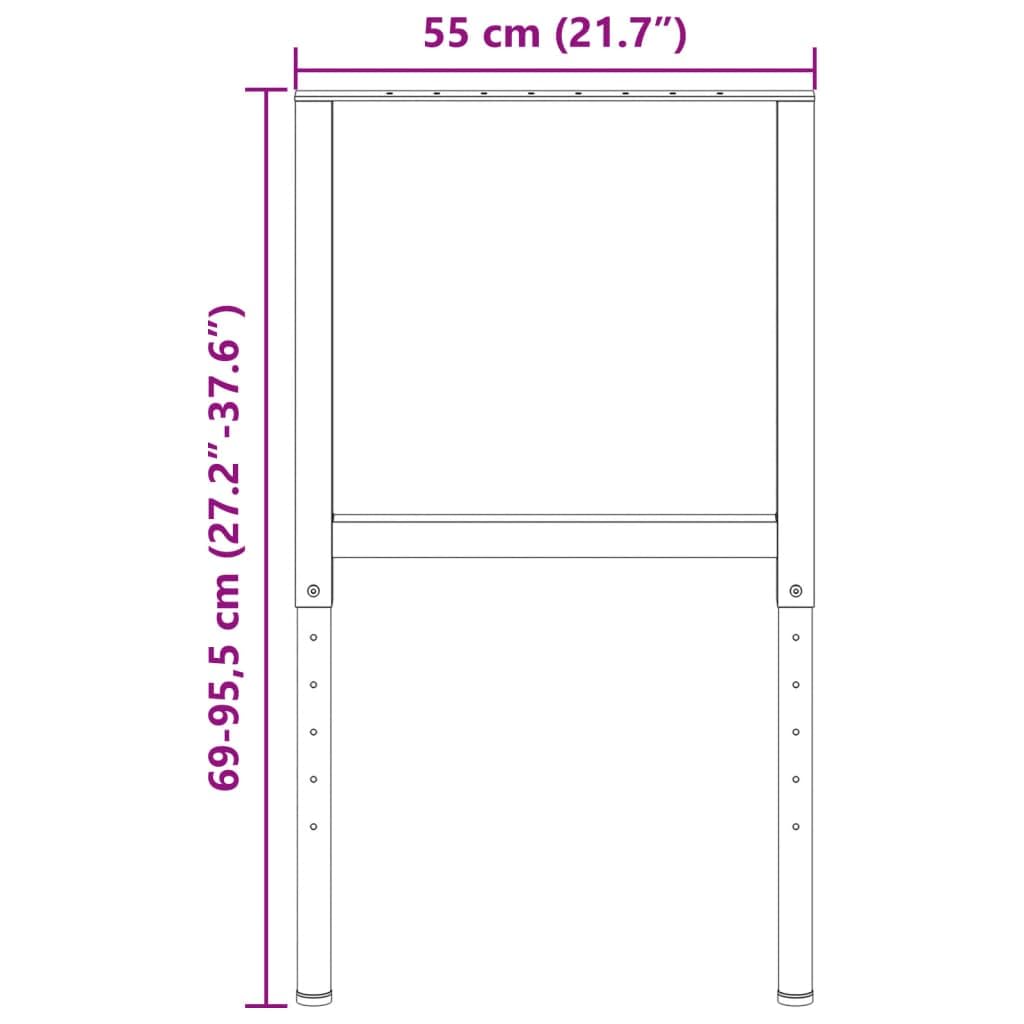 VidaXL Lot De 2 Cadres D'établi Réglables En Métal 55x(69-95,5) Cm - Pieds Réglables, Trous Pré-percés