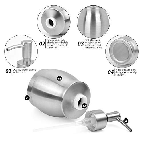 Lala Dolce B07SRXLRTJ Stainless Steel Countertop Soap Dispenser Liquid Bottle And Pump, Suitable For Various Places Such As Kitchen And Bathroom thumb #3