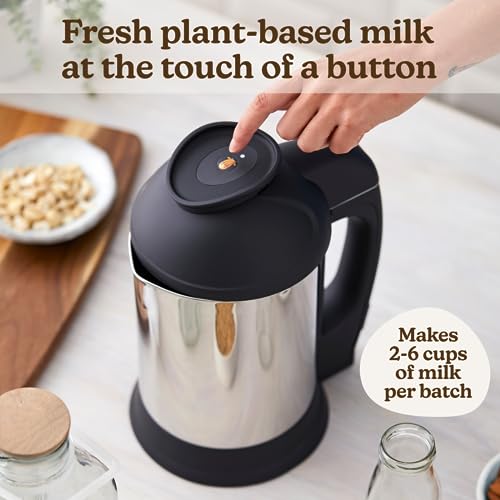 Almond Cow Nut Milk Maker Machine, Plant-Based Milk Maker for Almond, Oat, Cashew, Soy Milk, Stainless Steel, No Straining Needed - Makes 5-6 Cups, 120V