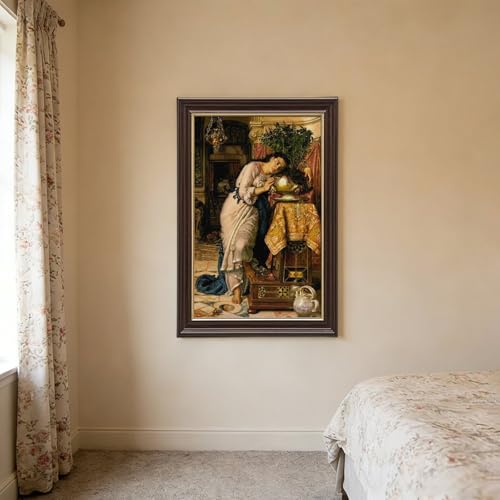 Impression sur toile Isabella et le pot de basilic de Hunt, tableau déco de bureau 30,5x45,7 cm
