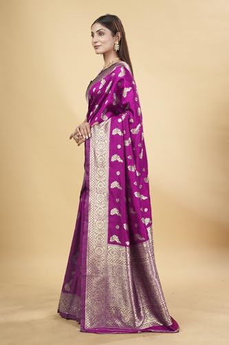 Image of Shasmi Women's Banarasi Saree Pure Kanjivaram Silk Saree Soft new ladies 2025 Design Wear Pattu Sarees Party Sari collections With Blouse Piece for Wedding sadi (PARI-188)