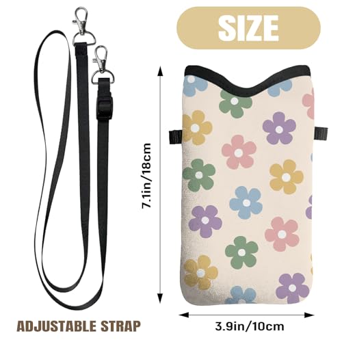 Image of Cell Phone Sleeve Pouch with Adjustable Strap - Cute Flowers