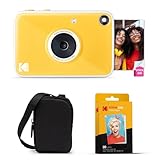 Kodak Printomatic+ Sofortbild Digitalkamera Starter-Set mit Tasche und 20er Zink-Fotopapier – 10MP, RGB-LED, Vollfarbfotos – Gelb