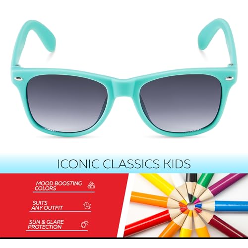 Image of Retro Rewind Kids Sunglasses for Boys Girls Age 3-12 - Shatterproof UV400 Toddler Children Sun Glasses