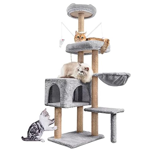 Árbol para gatos,145cm Rascador para Gatos, torre de escalada para gatos estable de varios niveles, árboles de actividades para gatos con 7 postes de sisal, 5 plataformas, 2 nidos para gatos