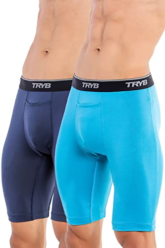 Image of TRYB Men's Compression Shorts & Pants | Sports Innerwear for Gym, Running & Training | Quick Dry, Breathable, 4-Way Stretch, Moisture Wicking, Anti-Chafing Muscle Support Athletic Wear with Pocket
